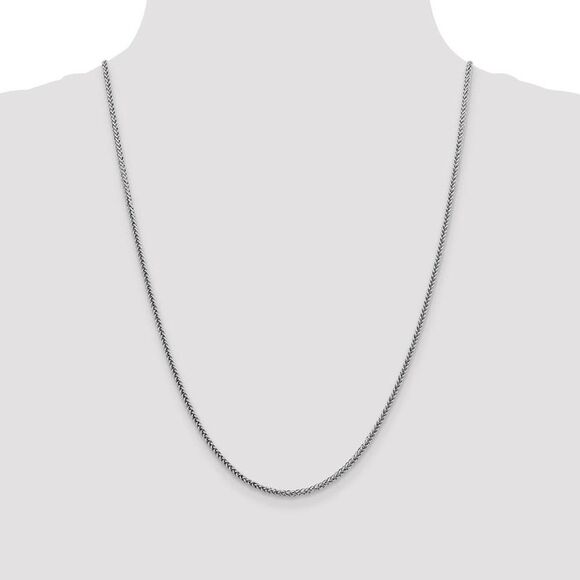 2.3mm, 14k White Gold Hollow Wheat Chain Necklace, 24 Inch - Picture 2 of 8